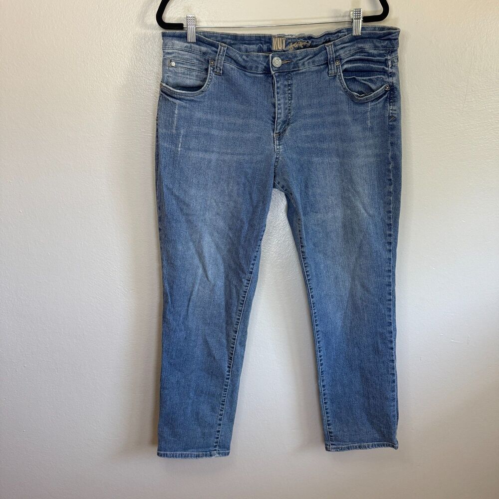 Kut From The Kloth Women's Slim Straight Jeans Blue Mid Rise Denim Plus Size 16W